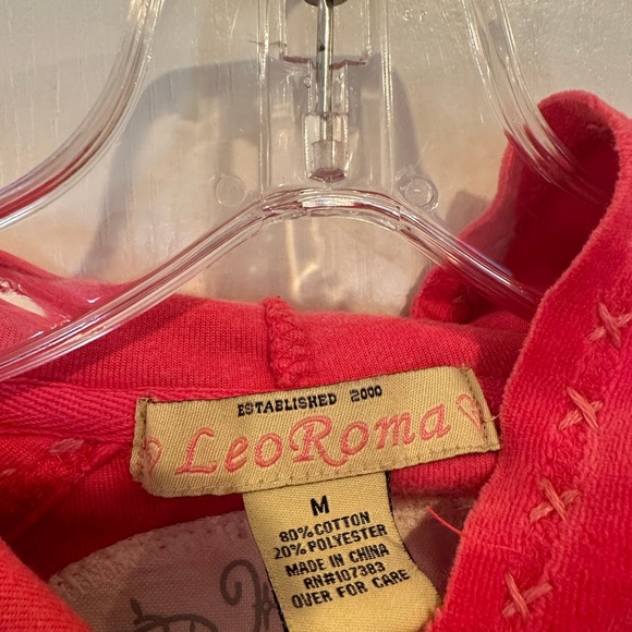 Leo Roma women’s vintage y2k pink velour full zip hoodie size medium - Picture 2 of 6